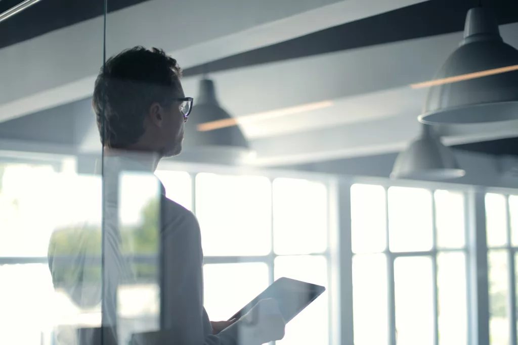 A person walking in the office